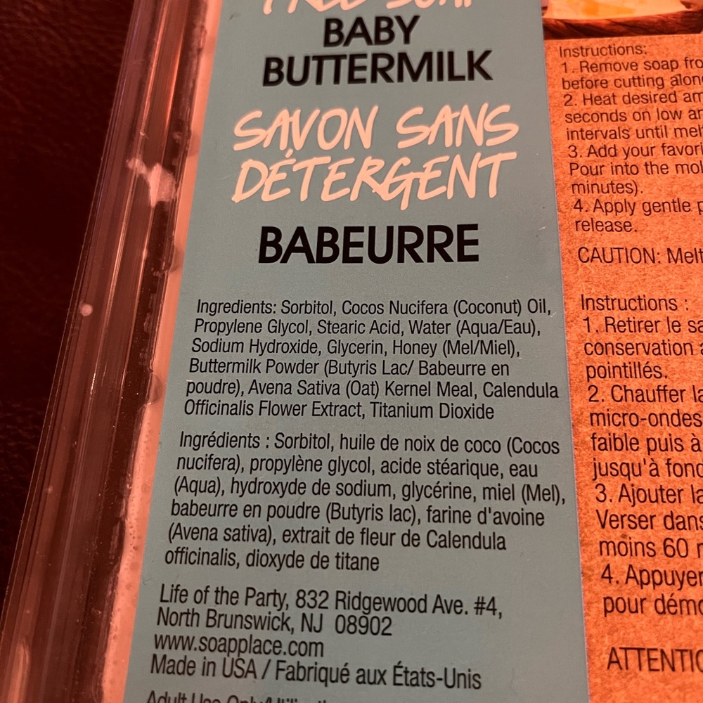 Detergent free buttermilk soap block